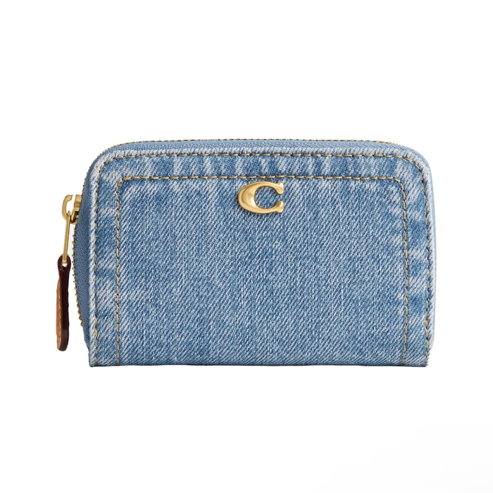 Coach Indigo Denim Wallet gold c